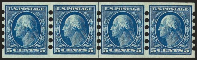 5c Blue, Mailometer Ty. I (347).> Guide line strip of four, lightly hinged, Very Fine, with 2002 P.F. certificate