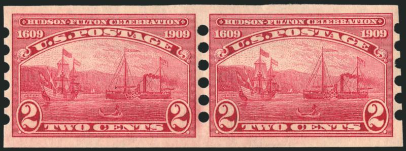 2c Hudson-Fulton, Mailometer Ty. I (373).> Pair, Extremely Fine, with 1986 A.P.S. certificate