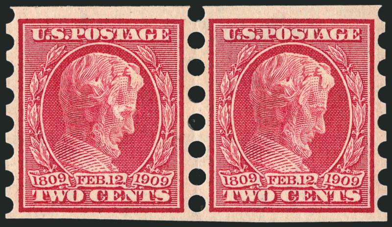 2c Lincoln, Mailometer Ty. II (368).> Pair, 2mm spacing, lightly hinged, exceptional centering, Extremely Fine, seldom seen with such precise centering, with 2002 P.F. certificate