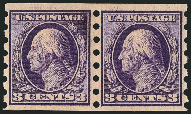 3c Deep Violet, Mailometer Ty. III (345).> Pair, left stamp lightly hinged, right Mint N.H., Extremely Fine, with 2001 P.F. certificate