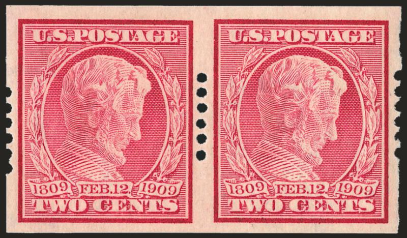 2c Lincoln, Schermack Ty. I, Six Holes (368).> Pair, lightly hinged, Extremely Fine, wonderful quality for this very scarce private vending coil, with 1998 P.S.E. certificate
