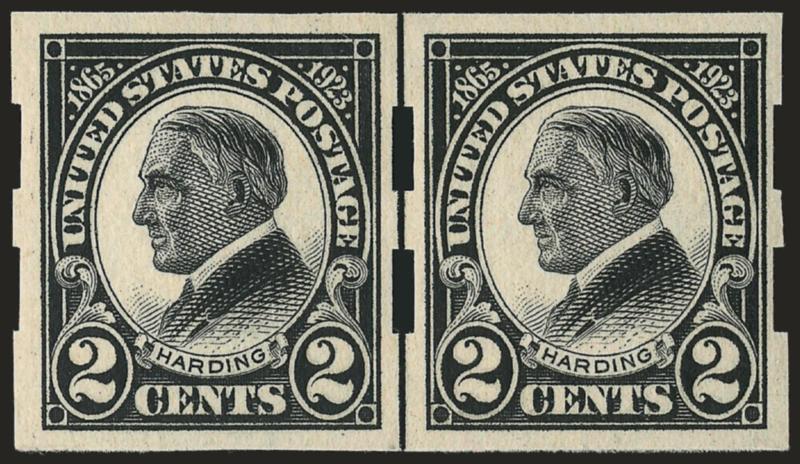 2c Harding, Schermack Ty. III (611).> Strip of four, paste-up strip of four, guide line pair and block of four, last with disturbed original gum, the strip of four and guide line pair Mint N.H., Very Fine lot,
block with 1992 P.F. certificate, others