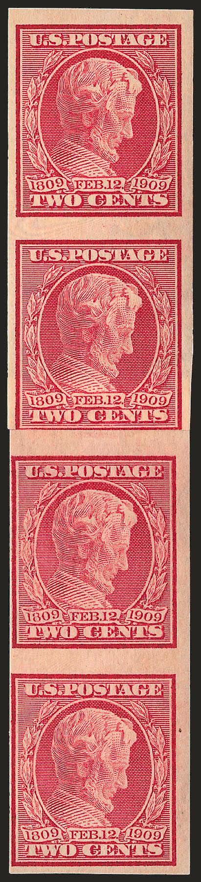 2c Lincoln, Imperforate Coil (368V).> Mint N.H. paste-up strip of four with part imprint on paste-up tab, Fine and scarce, with 2001 P.S.E. certificate