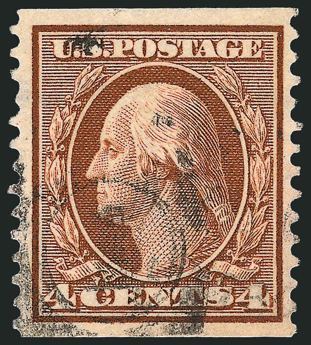 4c Orange Brown, Coil (354).> Well-centered, light numeral duplex cancel, Very Fine and choice, with 2008 P.S.E. certificate (VF-XF 85 SMQ $500.00)