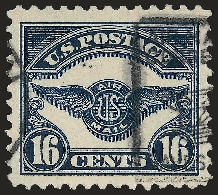 16c Dark Blue, 1923 Air Post (C5).> Marvelous centering with wide and even margins, neat machine cancel, deep rich color on bright paper, Extremely Fine Gem, with 2008 P.S.E. certificate (XF-Superb 95 Jumbo SMQ
$200.00 as 95, $475.00 as 98), this is