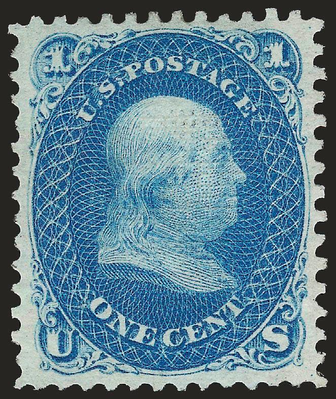 1c Blue, E. Grill (86).> Original gum, deep rich color and sharp proof-like impression on crisp paper, clearly-defined grill, beautiful centering with wide and balanced margins for this difficult
issue<><>^EXTREMELY FINE GEM. A MAGNIFICENT ORIGINAL