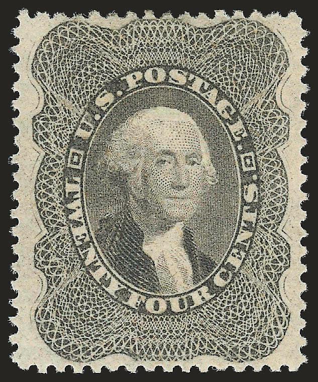 24c Gray (37a).> Original gum, lightly hinged, bright shade which is distinctly different from the previous lot, post-office fresh paper, gorgeous centering with balanced margins<><>^EXTREMELY FINE. A STUNNING
ORIGINAL-GUM EXAMPLE OF THE 24-CENT 18