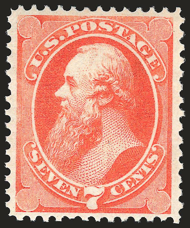 7c Orange Vermilion (160).> Original gum, lightly hinged, brilliant color and as fresh as the day it was printed, wide margins, Very Fine and choice, a pretty stamp, with 1984 and 1993 P.F. certificates