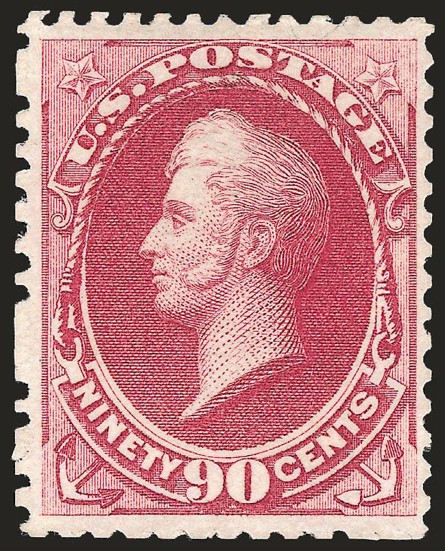 90c Violet Carmine, Special Printing (177).> Without gum as issued, brilliant color, scissors-separated perforations as usual but leaving <full and intact perforations on all sides,> choice centering for this
difficult issue<><>^VERY FINE AND CHOIC