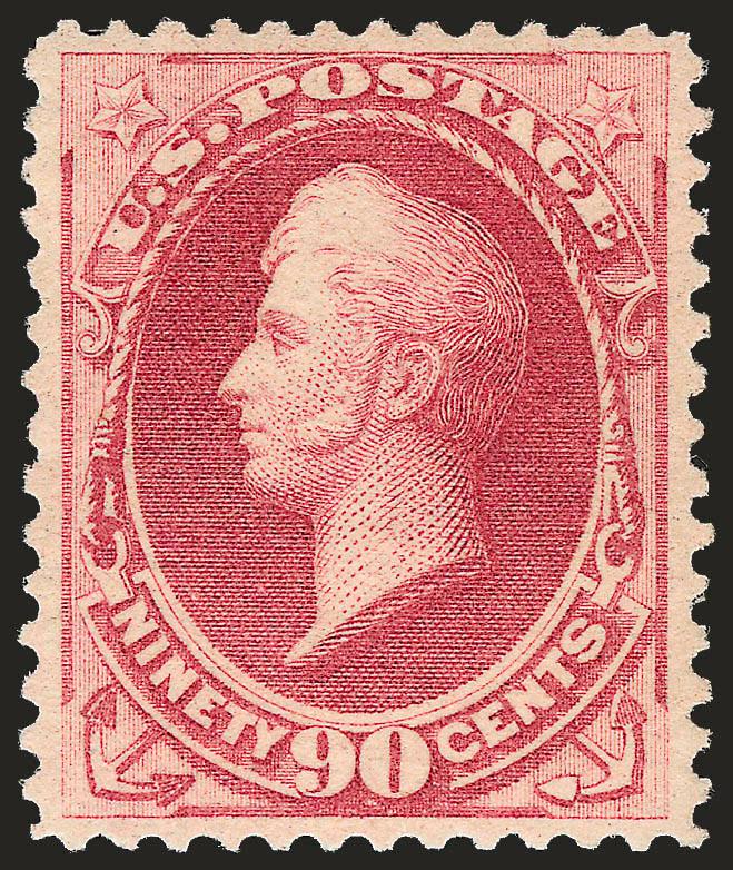 90c Carmine (191).> Mint N.H., brilliant color, crisp paper, well-proportioned margins<><>^EXTREMELY FINE. A RARE MINT NEVER-HINGED EXAMPLE OF THE 90-CENT 1879 AMERICAN BANK NOTE COMPANY ISSUE.^<><>A review
using Power Search shows we have offere