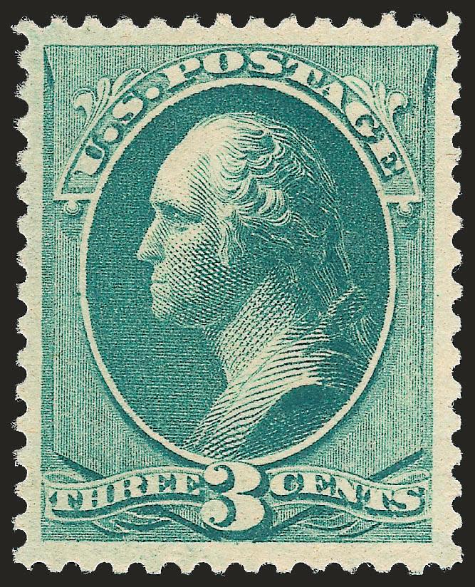 3c Blue Green (207).> Mint N.H., wide margins and beautifully centered, rich color, Very Fine and choice, with 1999 P.F. certificate