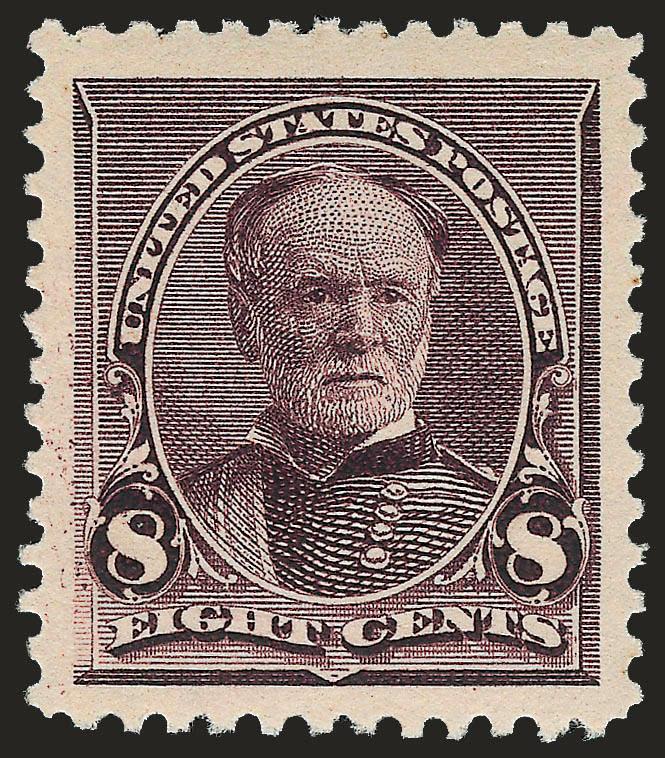 8c Lilac (225).> Mint N.H., rich color and proof-like impression on bright paper, gorgeous centering with Jumbo margins<><>^EXTREMELY FINE GEM. A STUNNING MINT NEVER-HINGED EXAMPLE OF THE 8-CENT SMALL BANK NOTE
ISSUE WITH MASSIVE MARGINS.^<><>Wit