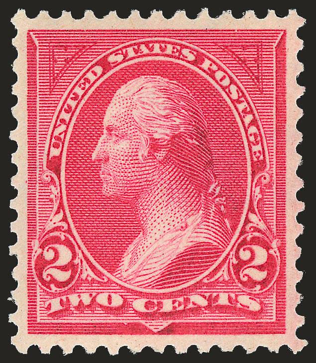 2c Carmine, Ty. I (265).> Mint N.H., radiant color on bright paper, wide margins, almost perfect centering, Extremely Fine Gem, with 1993 P.F. and 2004 P.S.E. certificates (XF-Superb 95), only one stamp has
graded higher to date