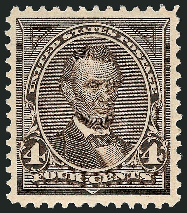 4c Dark Brown (269).> Mint N.H., exceptionally wide margins and near perfect centering, dark shade and crisp impression, fresh and Extremely Fine, a lovely stamp, with 1995 P.F. certificate