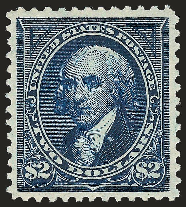$2.00 Dark Blue (277a).> Mint N.H., deep rich color in the true Dark Blue shade, post office-fresh paper, wide and balanced margins, long and full perforations all around<><>^EXTREMELY FINE GEM. THE 1895 $2.00
DARK BLUE WATERMARKED BUREAU ISSUE IS