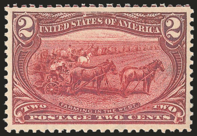 2c Trans-Mississippi (286).> Mint N.H., rich color, detailed impression, wide and balanced margins, fresh and Extremely Fine, with 1995 P.F. certificate