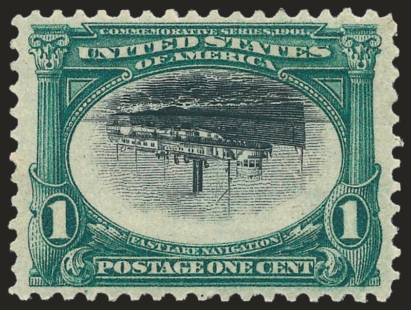1c Pan-American, Center Inverted (294a).> Lightly hinged, unusually choice centering and wide margins for this popular invert error, deep rich colors on post-office fresh paper<><>^EXTREMELY FINE GEM. THIS IS
WITHOUT DOUBT ONE OF THE FINEST EXAMPLE