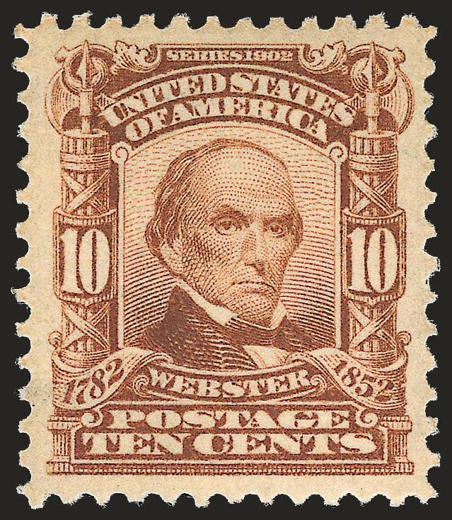 10c Pale Red Brown (307).> Mint N.H., brilliant color, choice centering with wide even margins, Extremely Fine Gem, a beautiful stamp, with 1992 P.F. and 2008 P.S.E. certificates (XF-Superb 95 SMQ $1,200.00),
only one has graded higher to date