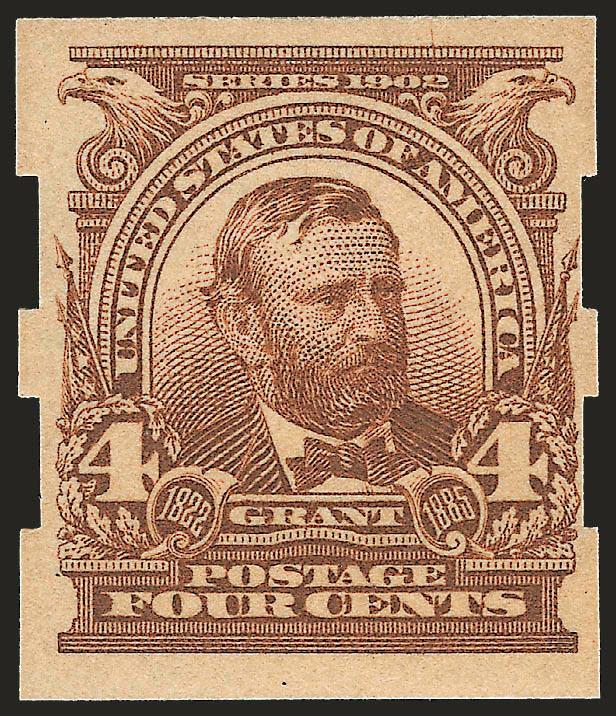 4c Brown, Imperforate, Schermack Ty. III Private Perforation (314A).> Lightly hinged, rich color and proof-like impression, choice centering with full Schermack perfs at both sides which completely clear the
design<><>^EXTREMELY FINE. AN EXCEEDINGL