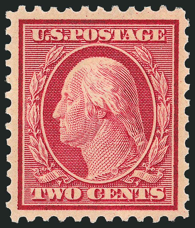 2c Carmine (519).> Mint N.H., brilliant color and detailed impression on post-office fresh paper, wide margins<><>^EXTREMELY FINE. A BEAUTIFUL MINT NEVER-HINGED EXAMPLE OF THE 1917 2-CENT PERF 11 WITH
DOUBLE-LINE WATERMARK, SCOTT 519.^<><>This st