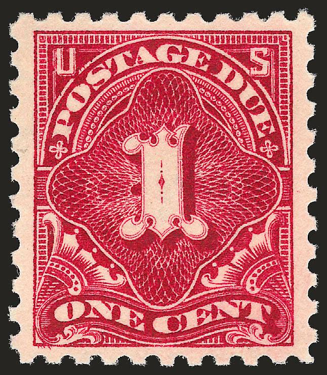 1c Carmine Lake (J52).> Mint N.H., radiant color with wide, well proportioned margins, Extremely Fine, with 1995 P.F. and 2008 P.S.E. certificates (XF 90 SMQ $375.00)