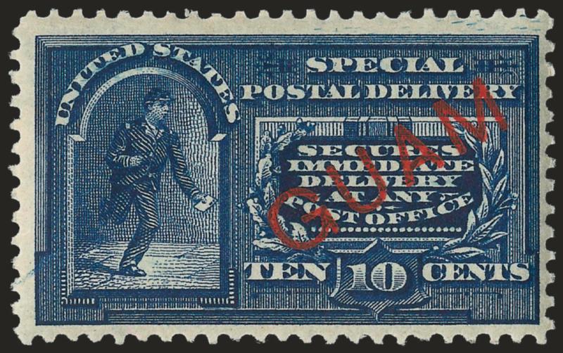 1899, 10c Blue, Special Delivery, Five Dots in Curved Frame Above Messengers Head (E1a).> Mint N.H., Fine and attractive, this variety is only found on plate no. 882