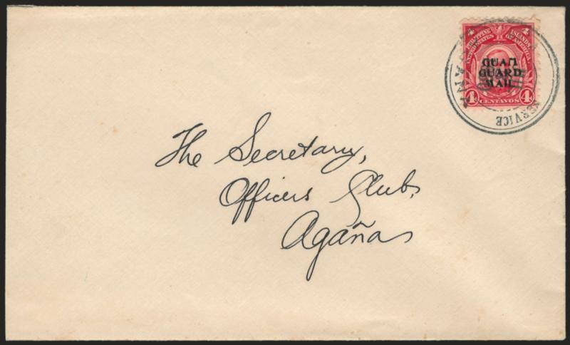 1930, 4c Carmine, Guard Mail (M2).> Tied by Guam Service Agana Jul. 3, 1930 double-circle datestamp addressed to the Secretary of the Officers Club in Agana, Fine and attractive