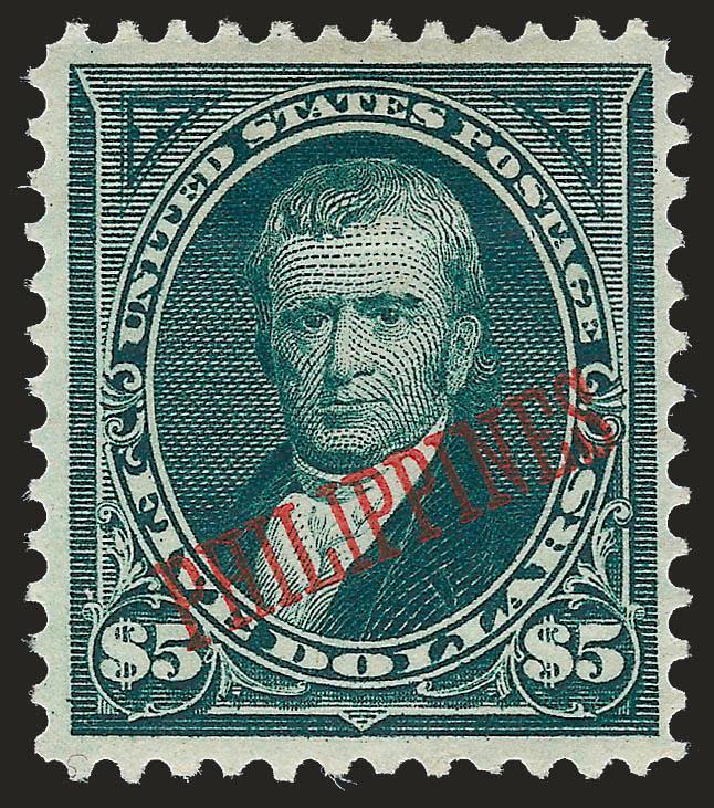 1901, $5.00 Dark Green (225).> Very slightly disturbed original gum, h.r., rich color, Very Fine