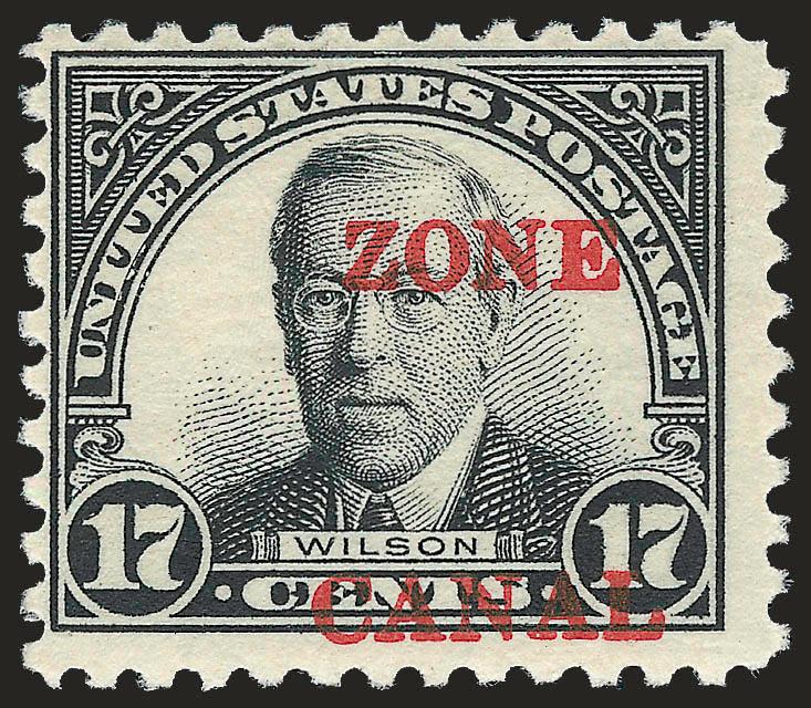 1925, 17c Black, Ty. B Ovpt., Zone Canal Error (91c).> Lightly hinged, Fine, with 1995 P.F. certificate