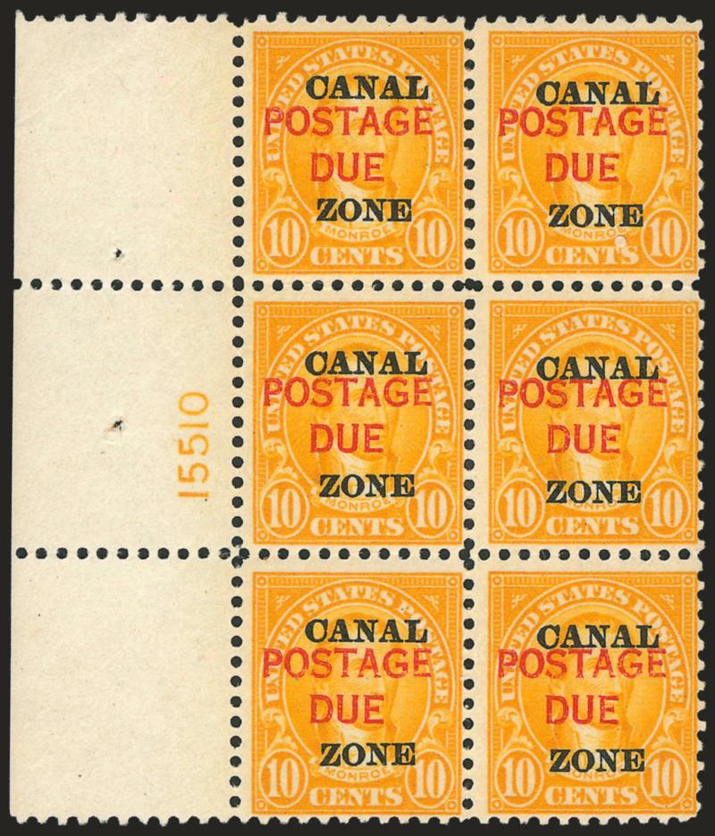 1925, 1c-10c Postage Due (J15-J17).> Plate no. blocks of six, tropical original gum, 2c hinge reinforced, 10c light selvage crease, otherwise Very Good-Fine