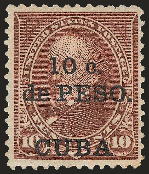 1899, 10c on 10c Brown, Ty. I, Cuba at Bottom (226 var).> Original gum, h.r., two small thin spots, Fine-Very Fine appearance, very scarce, Lily handstamp, with 1976 P.F. certificate