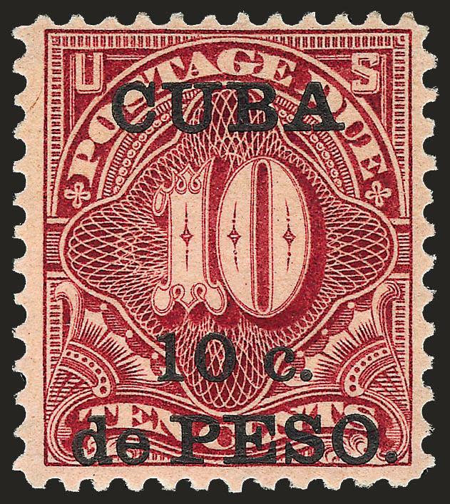 1900, 10c on 10c Deep Claret, Postage Due, Special Printing (J4SP).> Original gum, Fine, with 1979 P.F. certificate