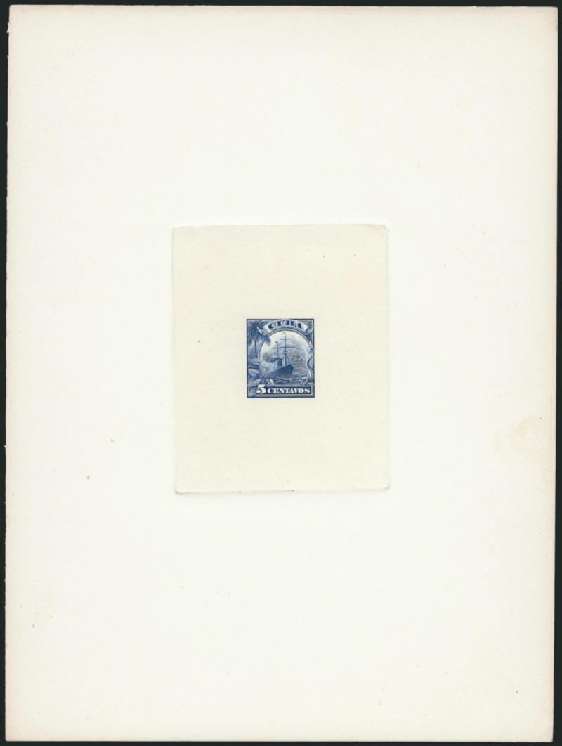 1899, 1c-5c Republic Issue Under U.S. Military Rule, Large Die Proofs on India (227P1-230P1).> Die sunk on 6 x 8 in. cards, 1c tiny ink speck at extreme bottom of card, otherwise pristine and Extremely
Fine