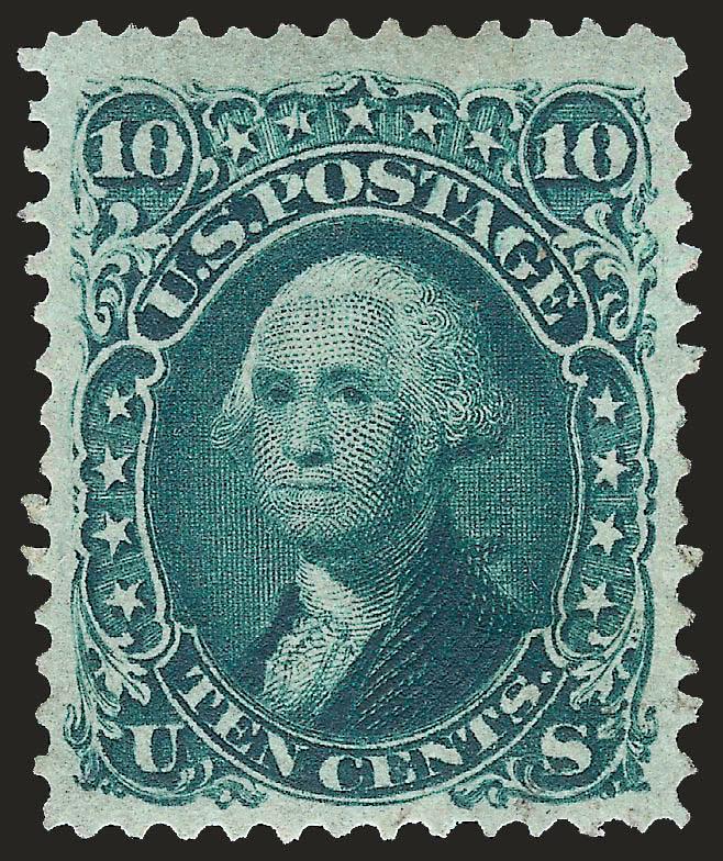 10c Dark Green (68a).> Part original gum, deep rich color and proof-like impression, Very Fine example of this desirable shade, with 2001 P.F. certificate erroneously describing this as Yellow Green
