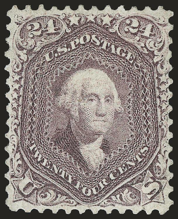 24c Red Lilac (70).> Original gum, lightly hinged, rich color and sharp proof-like impression, gorgeous centering with well-proportioned margins<><>^EXTREMELY FINE. A BEAUTIFUL STAMP IN TERMS OF COLOR,
IMPRESSION, CENTERING, AND FRESHNESS OF PAPER