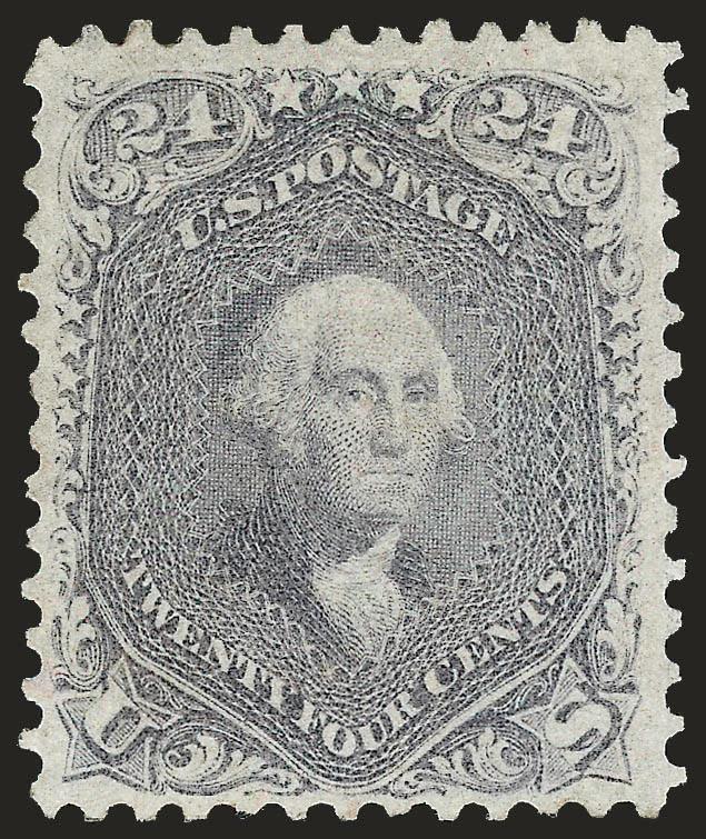 24c Grayish Lilac (78a).> Original gum, small h.r., radiant color and detailed impression<><>^VERY FINE. AN ATTRACTIVE ORIGINAL-GUM EXAMPLE OF THE 1862 24-CENT IN THE DISTINCTIVE GRAYISH LILAC SHADE.^<><>With
2000 P.F. certificate