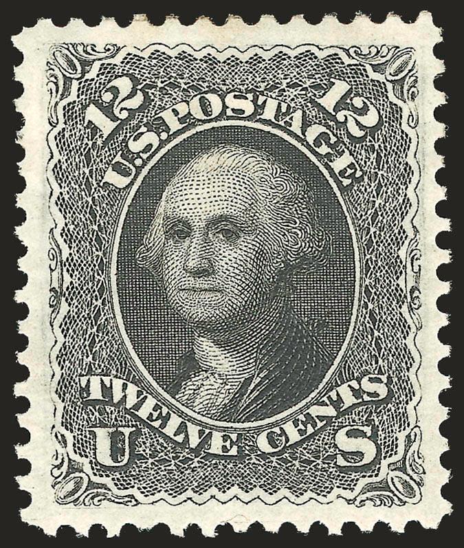 12c Black, Re-Issue (107).> Original gum, h.r., magnificent centering with extra wide margins on all sides, crisp color and detailed impression<><>^EXTREMELY FINE GEM. UNDOUBTEDLY ONE OF THE FINEST EXAMPLES OF
THE 12-CENT 1861 RE-ISSUE IN EXISTENCE