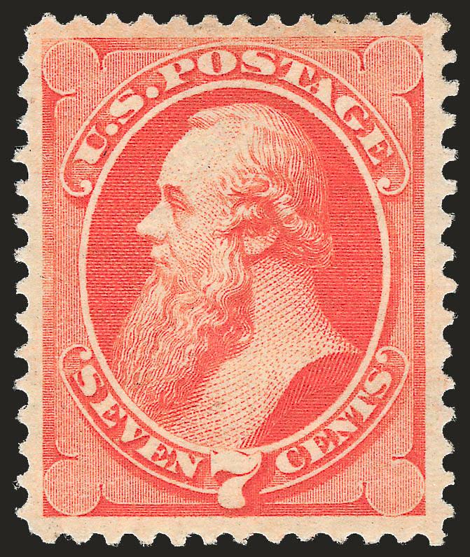 7c Vermilion (149).> Original gum, single hinge mark, vibrant color, wide margins<><>^VERY FINE AND CHOICE ORIGINAL-GUM EXAMPLE OF THE 1870 7-CENT NATIONAL BANK NOTE COMPANY UNGRILLED ISSUE.^<><>Ex Morris. With
1985, 1994 and 2005 P.F. certificat