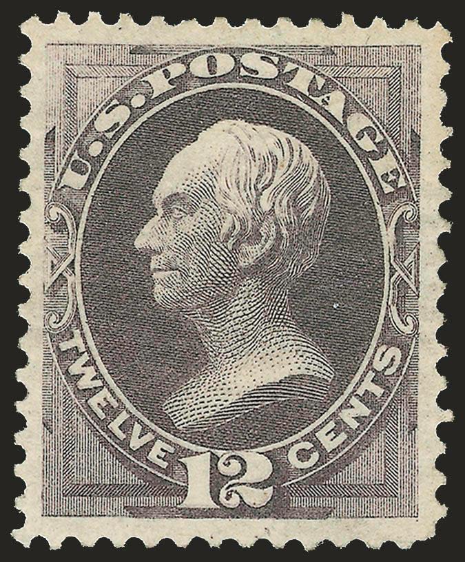 12c Blackish Violet (162).> Original gum, deep shade and incredibly strong impression, almost perfectly centered with immense and well-balanced margins<><>^EXTREMELY FINE GEM. A SUPERB JUMBO ORIGINAL-GUM
EXAMPLE OF THE 12-CENT 1873 CONTINENTAL PRIN