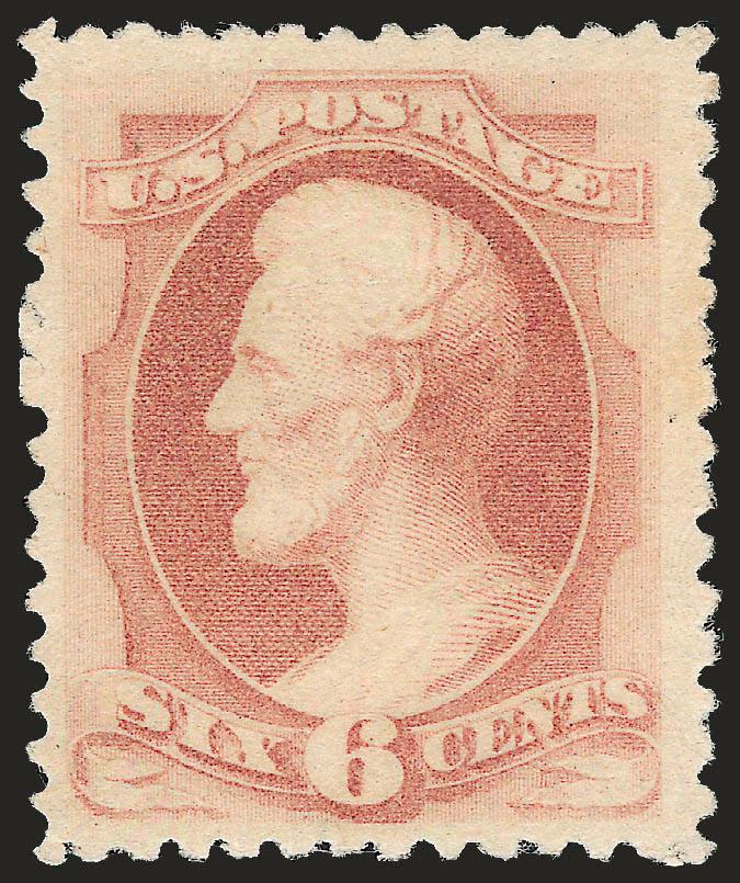 6c Dull Rose, Special Printing (195).> Without gum as issued, fresh and bright color<><>^VERY FINE EXAMPLE OF THE 6-CENT 1880 AMERICAN BANK NOTE COMPANY SPECIAL PRINTING. FEWER THAN 30 ARE BELIEVED TO
EXIST.^<><>Our recently updated census record