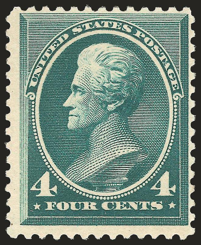 4c Deep Blue Green, Special Printing (211D).> Without gum as issued, intense color and sharp proof-like impression<><>^VERY FINE EXAMPLE OF THE EXTREMELY RARE 4-CENT 1883 AMERICAN BANK NOTE COMPANY SPECIAL
PRINTING. ONE OF THE RAREST OF ALL SPECIAL