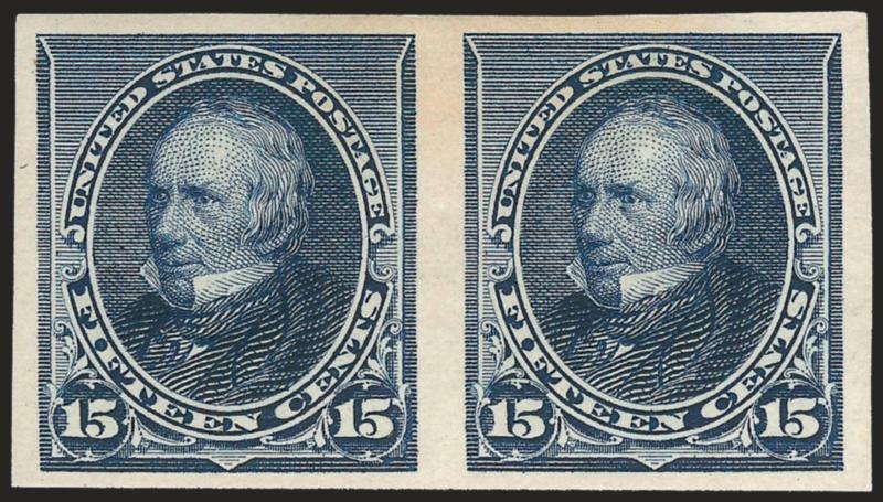 15c Indigo, Imperforate (227a).> Horizontal pair, original gum, lightly hinged, large even margins, bit toned at top, Very Fine, with 1992 P.F. certificate