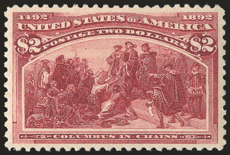 $2.00 Columbian (242).> Original gum, lightly hinged, choice centering with balanced margins, beautiful color, Extremely Fine, a pretty stamp, with 1988 P.F. certificate
