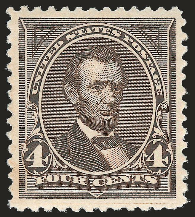 4c Dark Brown (254).> Mint N.H., deep rich color and proof-like impression, choice centering with wide margins, approaching Jumbo, fresh and Extremely Fine, with 1999 P.S.E. certificate