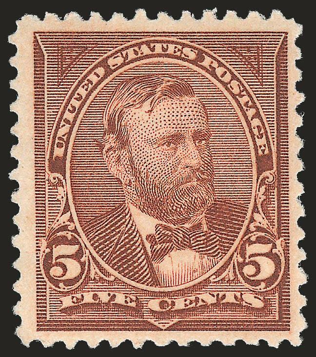 5c Chocolate (255).> Mint N.H., rich color, three extra wide margins, couple tiny natural gum skips, fresh and Very Fine, with 1993 P.F. certificate