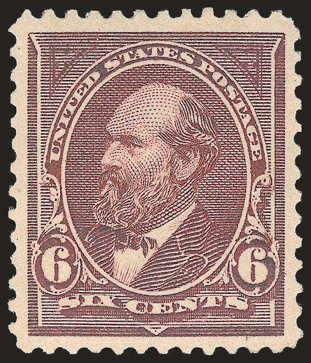 6c Dull Brown (256).> Mint N.H., deep rich color and well-centered, natural horizontal gum wrinkle noted on accompanying certificate, Very Fine and choice, with 1990 P.S.E. certificate