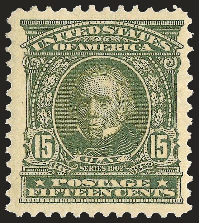15c Olive Green (309).> Mint N.H., deep rich color, mostly wide margins, Very Fine and choice