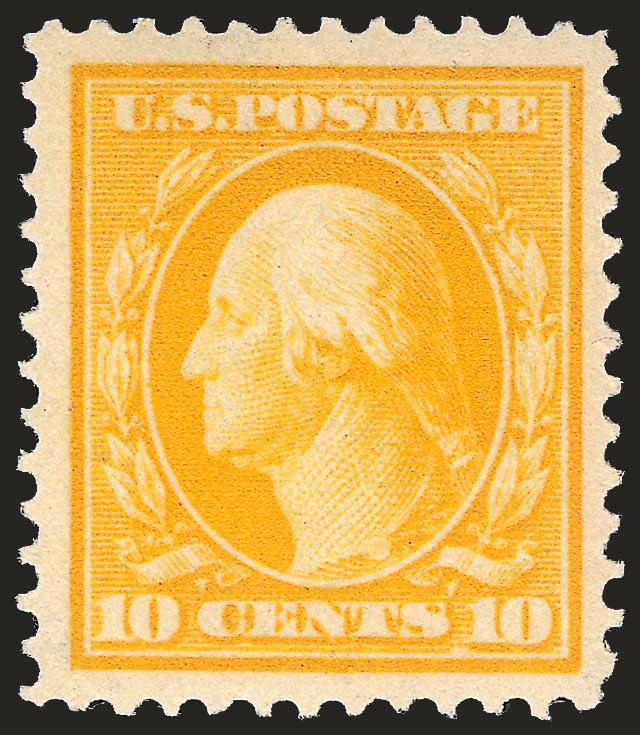 10c Yellow (381).> Mint N.H., vivid color, well-proportioned margins, Very Fine and choice, with 1989 P.F. certificate