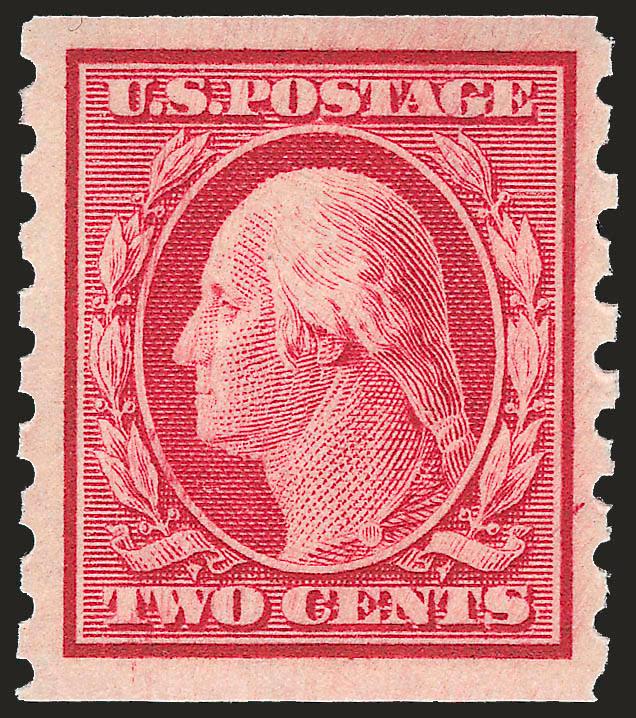 2c Carmine, Coil (393).> Mint N.H., extra wide margins, brilliant color, fresh and Extremely Fine, with 1999 (for pair) and 2000 P.F. certificates