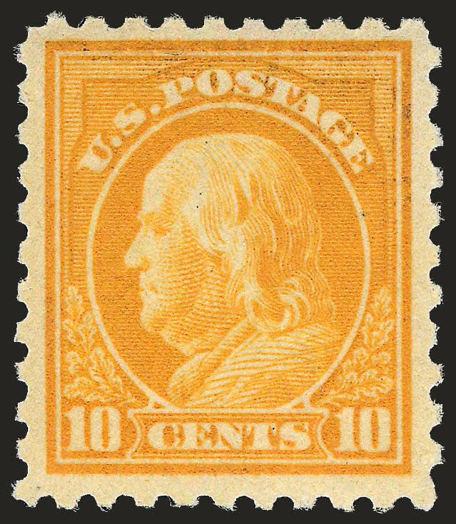 10c Orange Yellow (472).> Mint N.H., choice margins and well-centered, tiny hint of oxidation at top, Very Fine